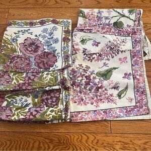 6 April Cornell Floral Table Linens - Pink, Purple, Green